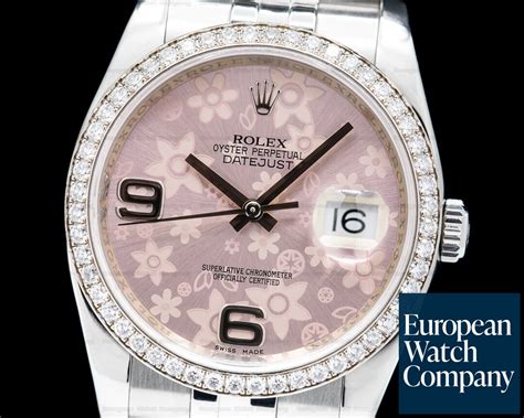 rolex pink floral watch|pink Rolex watch with diamonds.